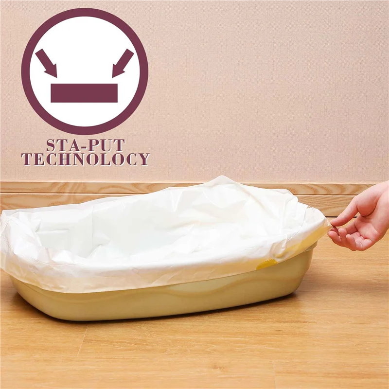 

Y17A Cat Litter Box Liners, Extra Durable 42 Count Jumbo Drawstring Litter Pan Bags Pet Cat Supplies