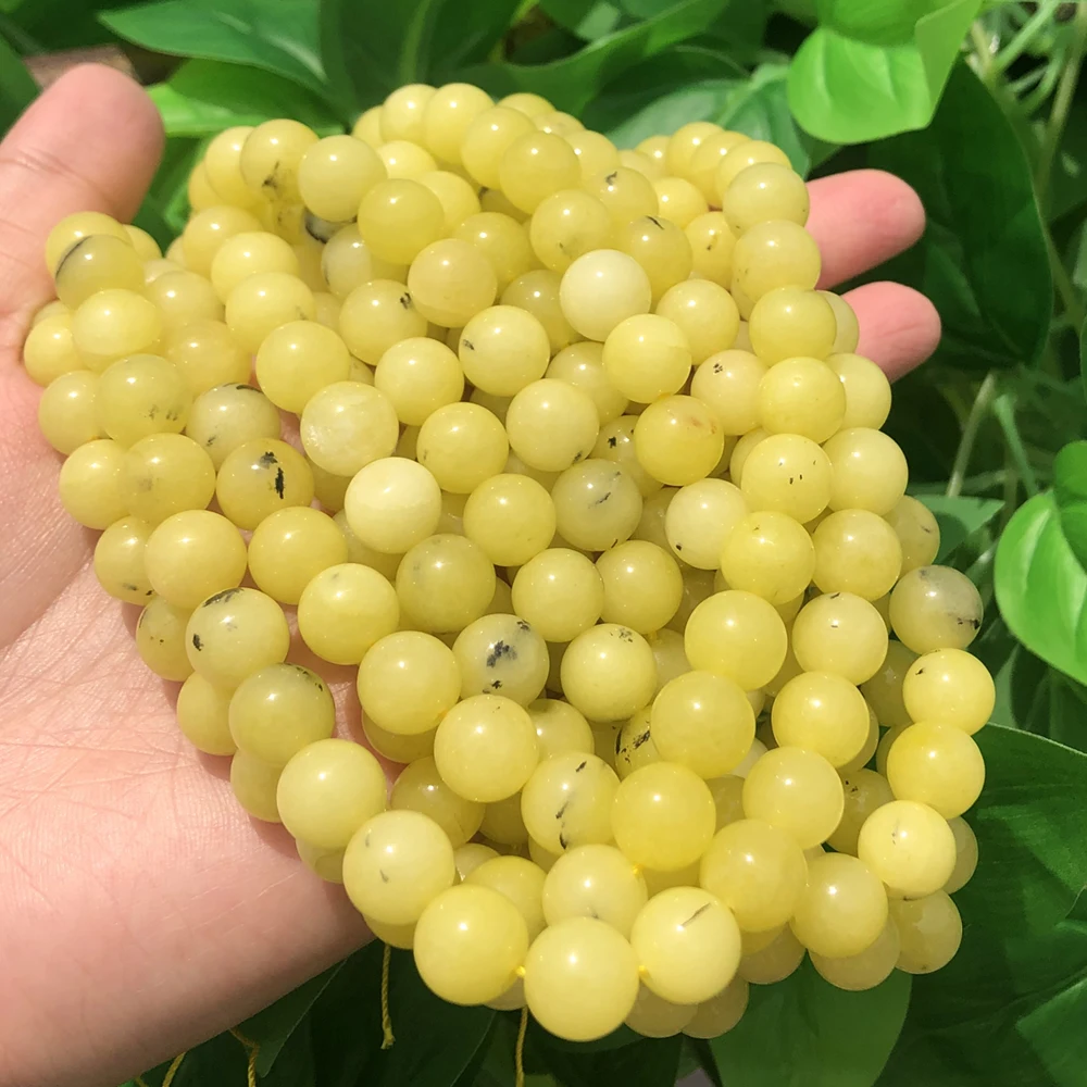 Natural Yellow Opal Jades Stone Beads Round Loose Spacer Beads For Jewelry Making Diy Earing Bracelet Accessories 15\'\' 6/8/10MM