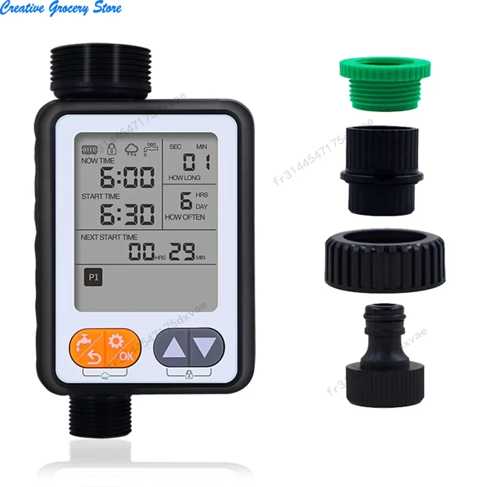 

Новый автоматический ручной режим, контроллер орошения, датчик дождя, таймер полива сада, несколько программ, большой экран, работающий от батареи