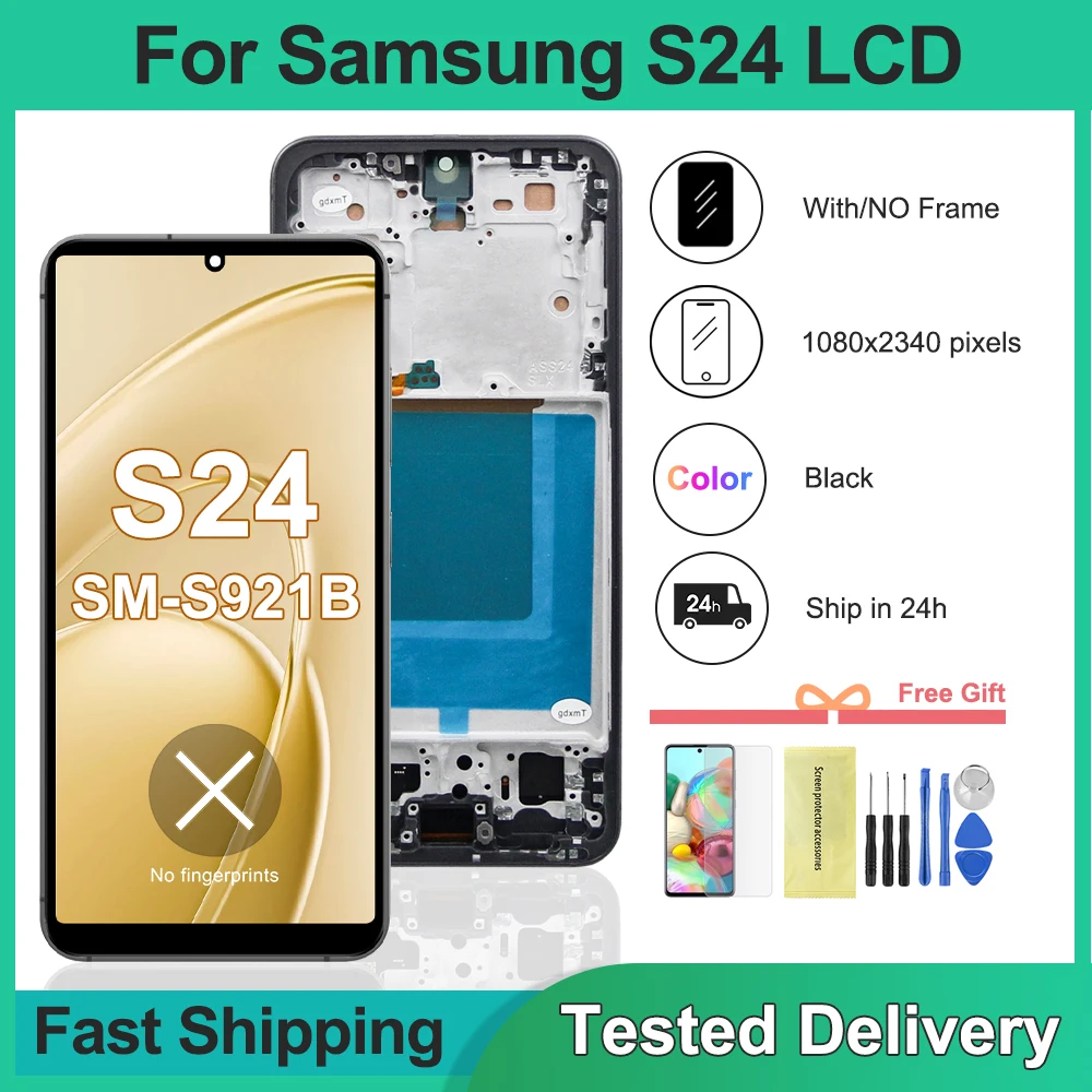 Für Samsung S24 S921B SM-S921B/DS 4G 5G TFT-Qualitäts-LCD-Display mit Rahmen Touchscreen-Digitizer-Einheit