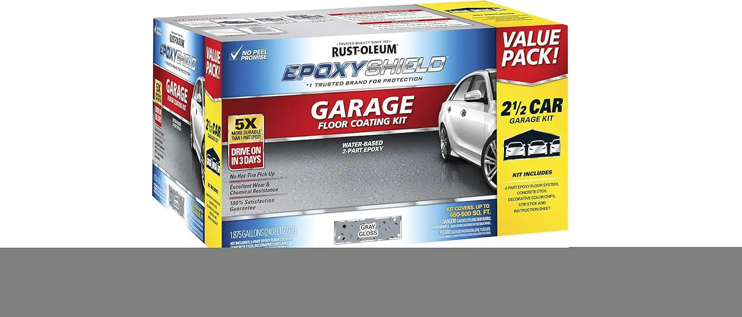 261845 Epoxyshield Garage Floor Coating , 2 Gal, Gray, 2.5 Car Kit