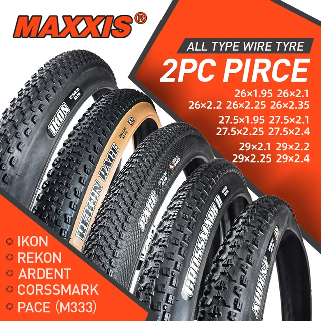 2個maxxis 26自転車タイヤ26*1.95/2.1/2.25 27.5*1.75/1.95/2.1/2.25 29 mtbマウンテンバイクタイヤペースrekon  ikon鋼線タイヤ - AliExpress