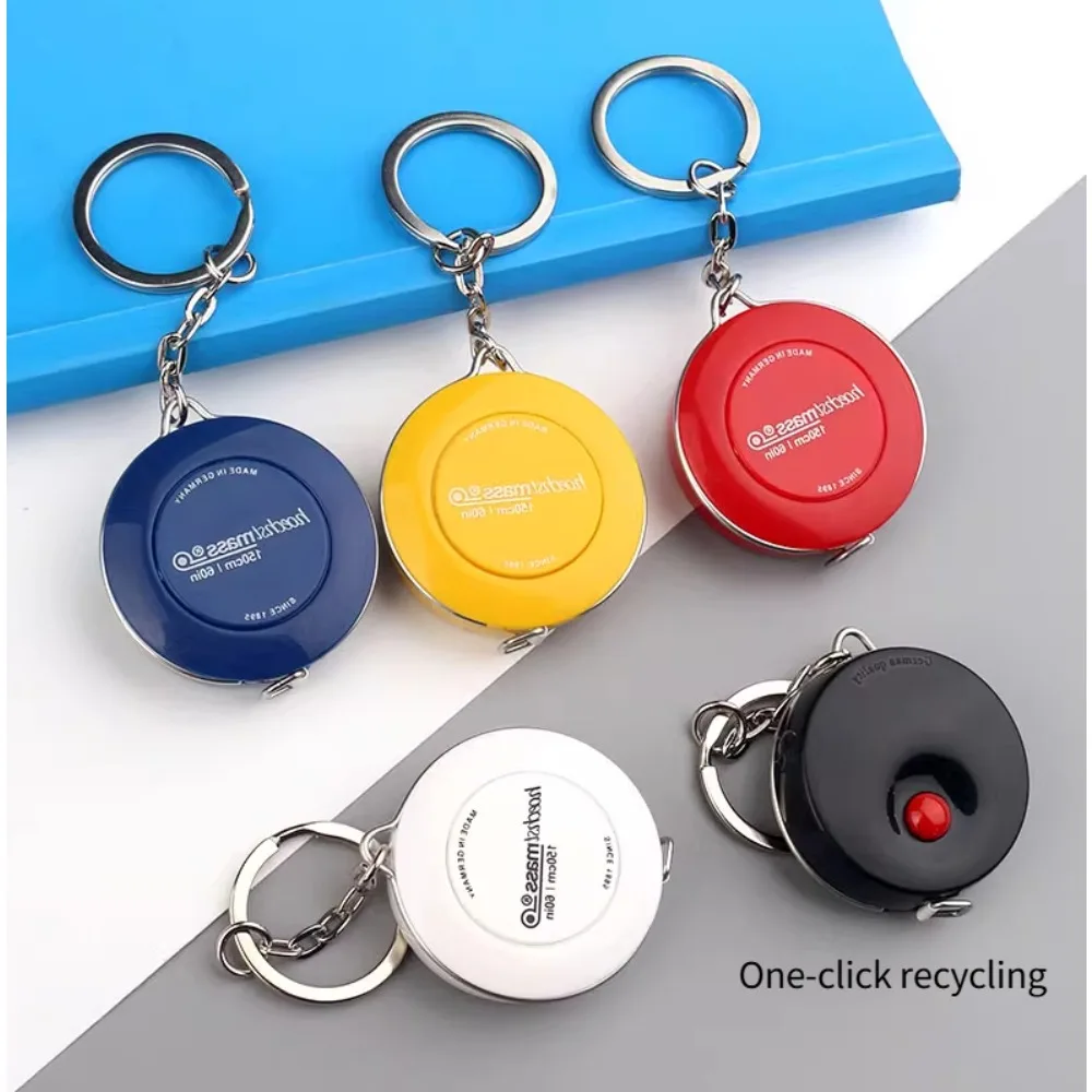 Mini Portable Keychain Measuring Tape Measure Three Circumference Body with A 1.5-meter Small Tape Key Chain Ring Pendant Gift