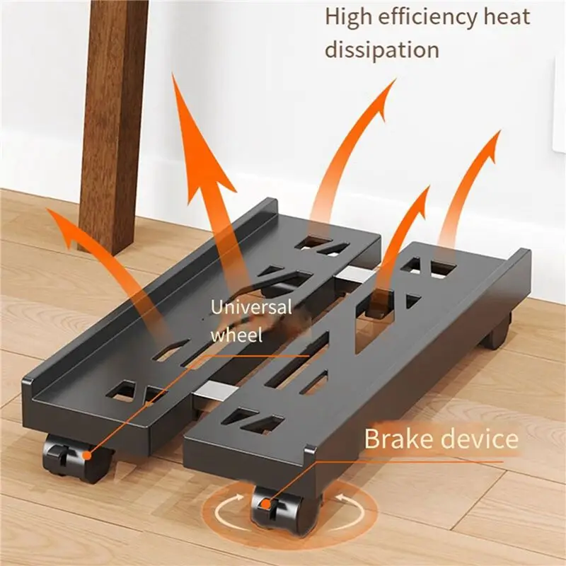Y74A-2X 調節可能なモバイルCPUスタンド、通気性のあるコンピュータータワースタンド、4つのキャスターホイール付きPCタワースタンド、デスク下ホルダー