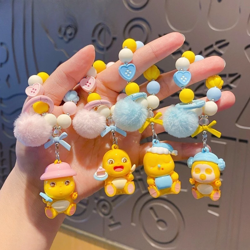 

Hot sale NAILONG cute cartoon bead pendant bag decor lovely matching for best friend gifts fashion kawaii phone strap keychain