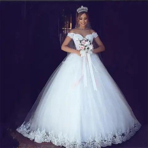 Customized 2025 Elegant Lace Appliques Ball Gown Off The Shoulder Robe De Mariée Sweetheart Bridal Wedding Dresses For Women