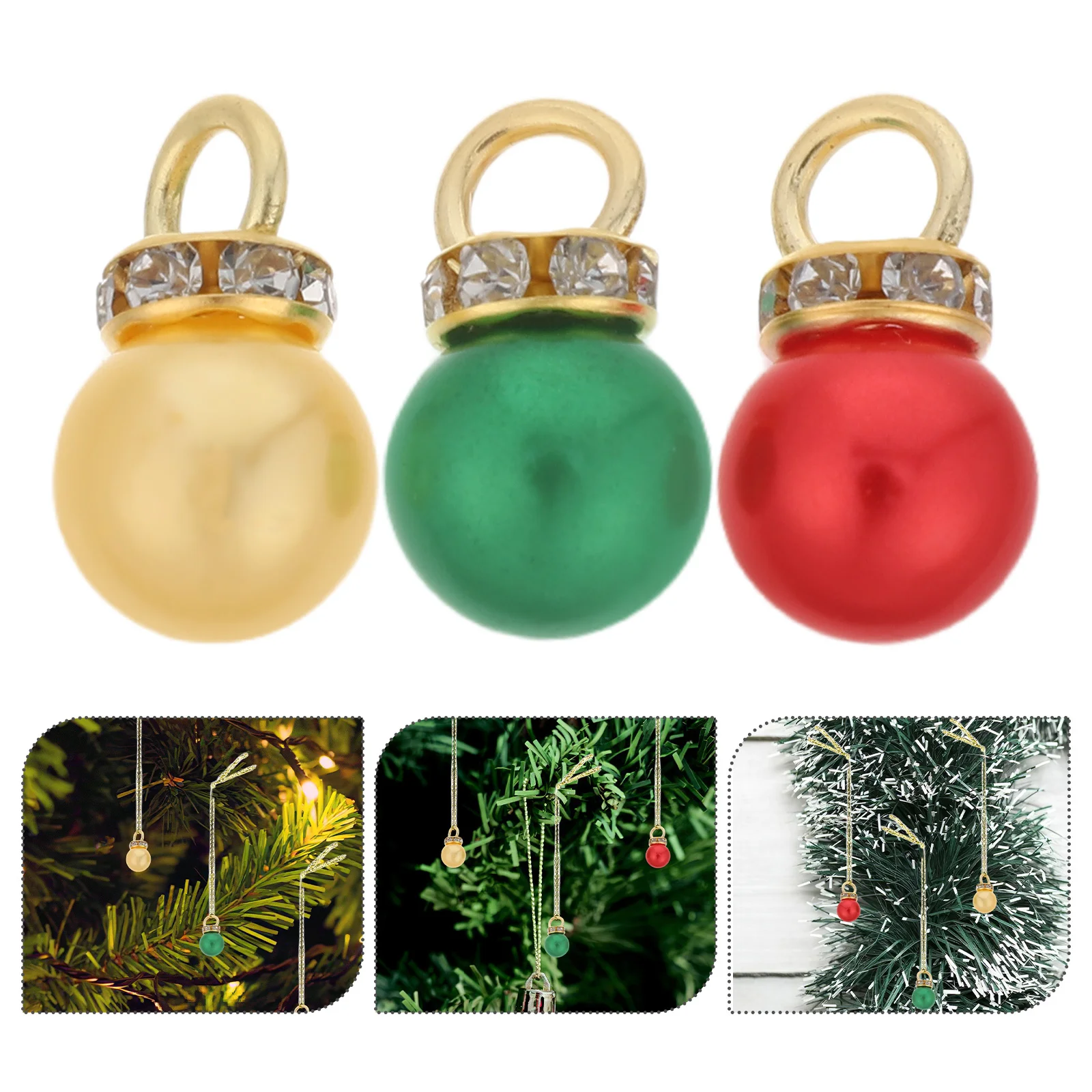 

150Pcs Small Glitter Baubles Christmas Tree Hanging Ornaments Sparkling Rhinestone Design Holiday Decoration Pendants