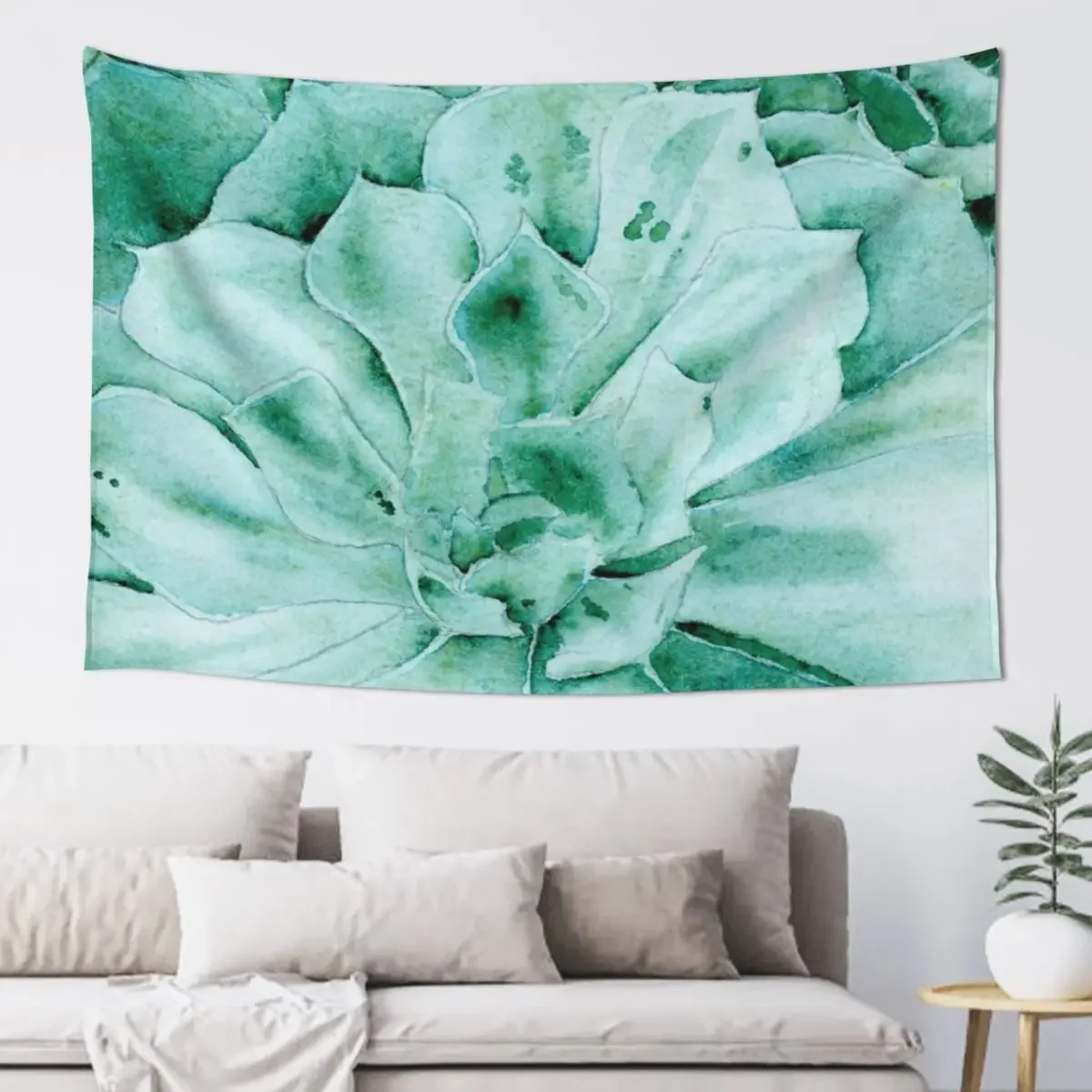 

Succulent in Watercolor Tapestry Korean Room Decor Wall Carpet Tapestry