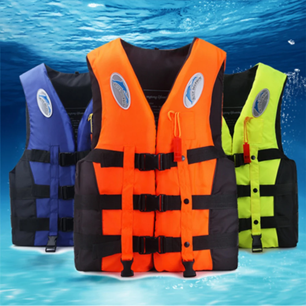 Adult Life Jacket with Whistle, Adjustable Buoyancy Survival Suit, Polyester, Children Life Vest, Water Sport, Swimming Rescue