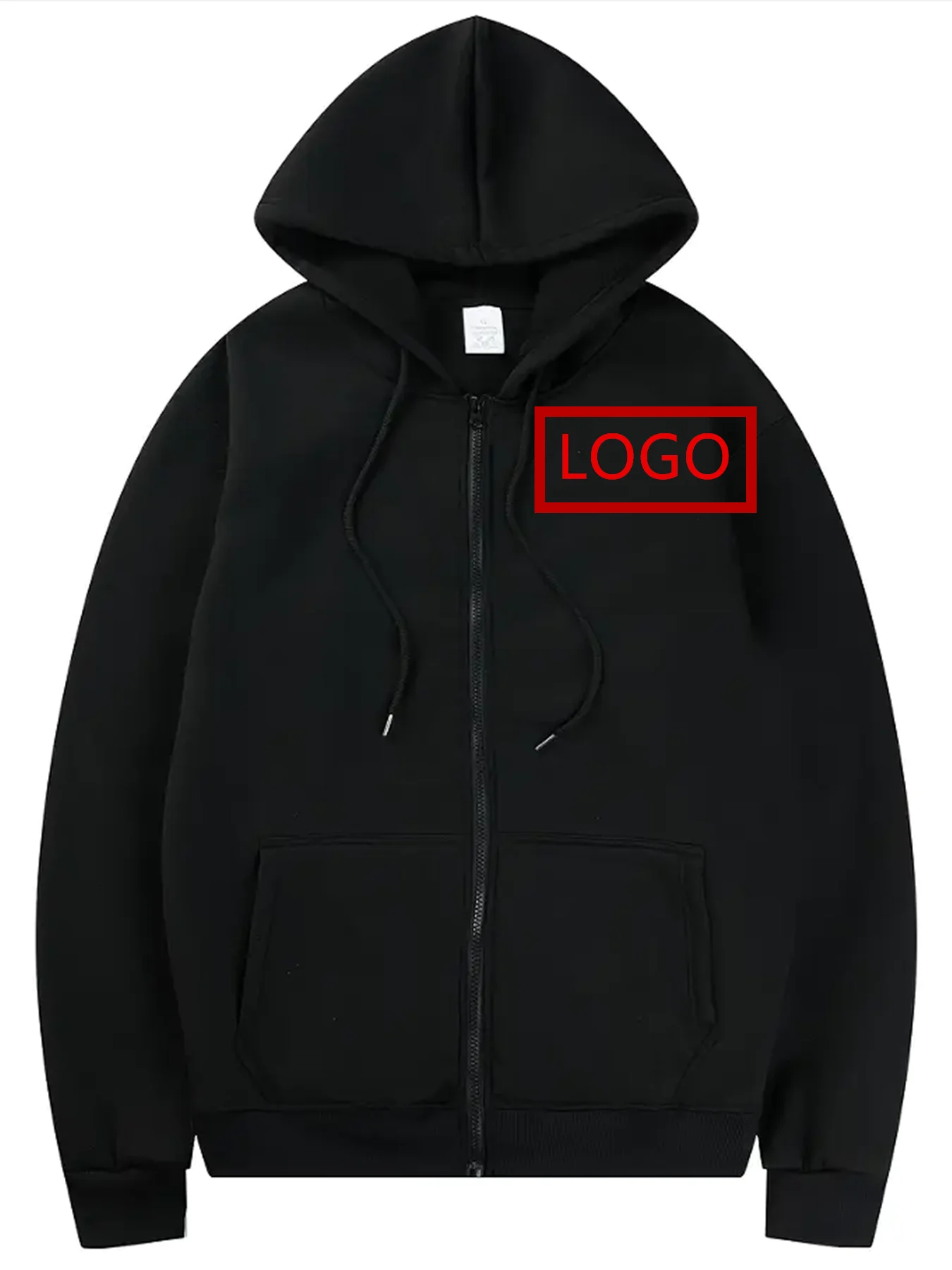 سويت شيرت بغطاء للرأس بشعار مخصص للرجال - طباعة شعار ized، سحاب أمامي كامل، سترة مزيج بوليستر قابلة للغسل في الغسالة، شتاء #2