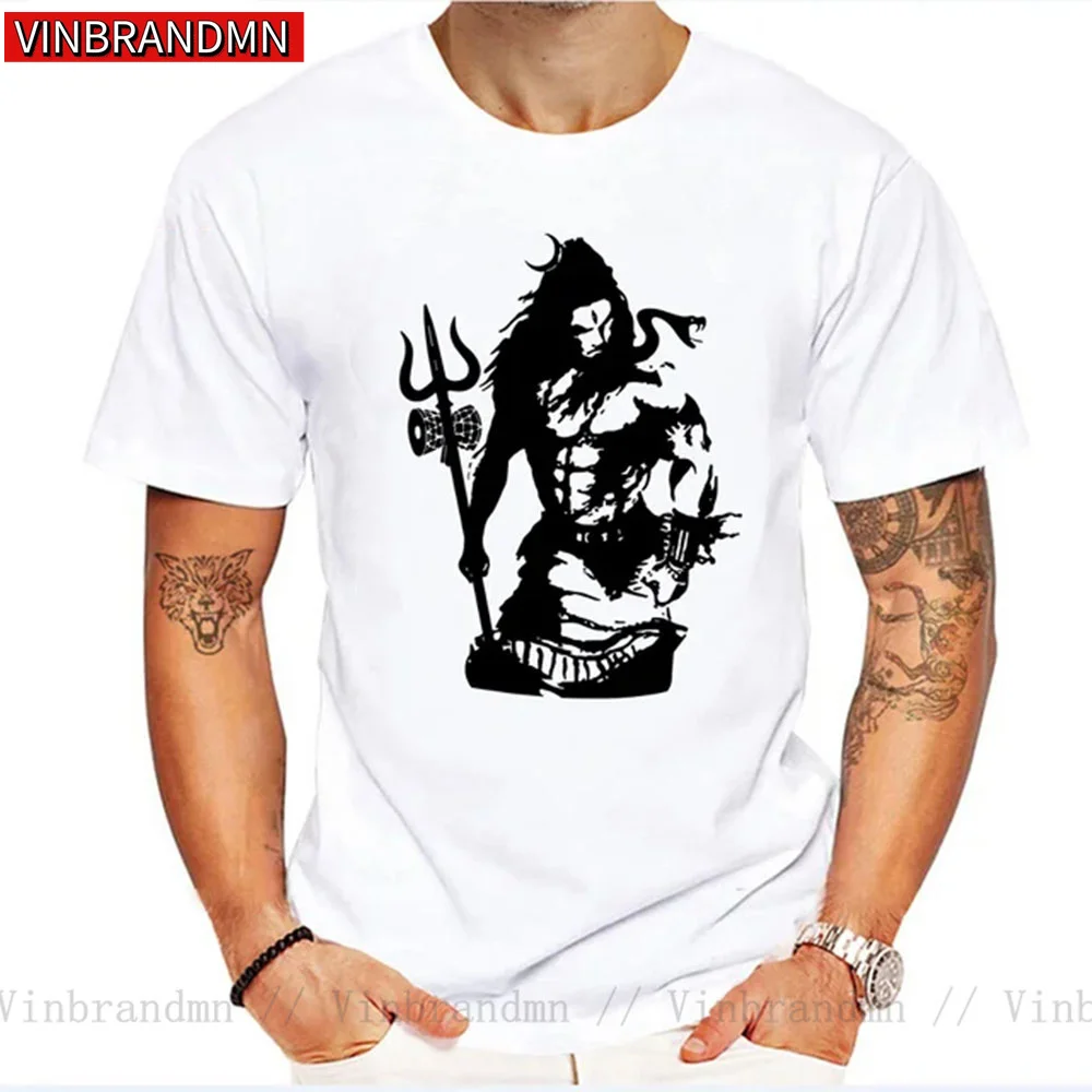 Lord Shiva Art Angry Trishul T-Shirt for Men Hindu Ganesha God India Lingam Funny Tee Shirt O Neck T Shirt Men Plus Size Clothes