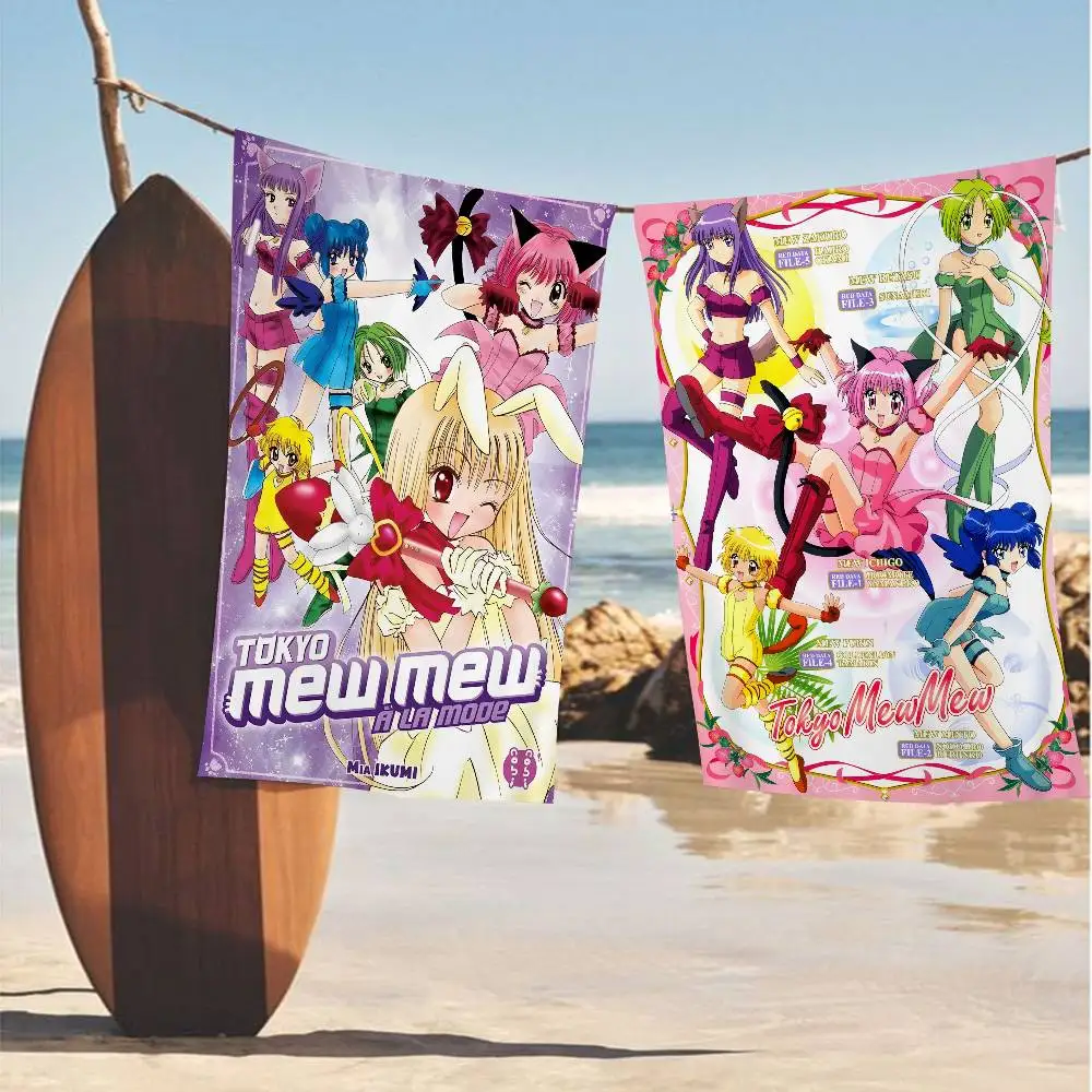 Tokyo Mew Mew Anime Big Microfiber Beach Towels Quick Dry Towel Sand Beach Towels Pool Towel for Travel Swim Pool Yoga