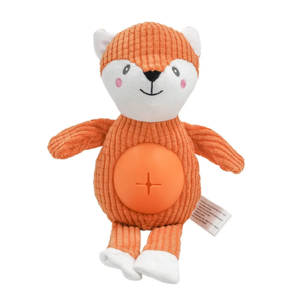 

Big Belly Design Dog Chew Plush Toy Bite-Resistant Squeak Sound Food Leaks Snack Toy Cleaning Teeth Animal Shape
