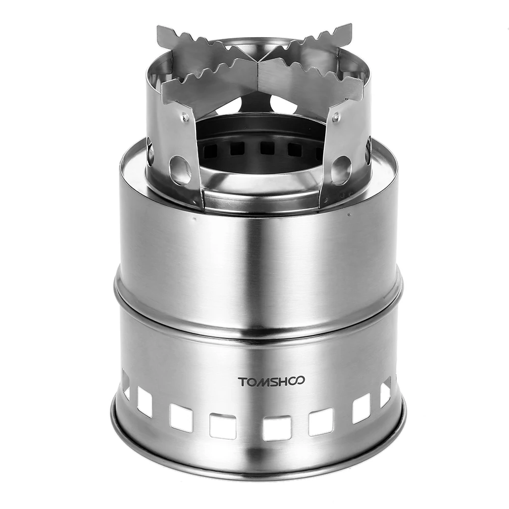 

New Camping Stove Backpacking Stove with Wood Ash Plate Foldable Handle Portable Folding Windproof Wood Burning Stove Compact