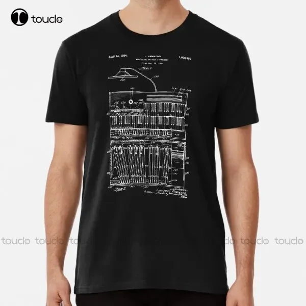 1934 Hammond Organ Patent Art T-Shirts Premium T-Shirt Custom Aldult Teen Unisex Digital Printing Tee Shirts Custom Gift Xs-5Xl