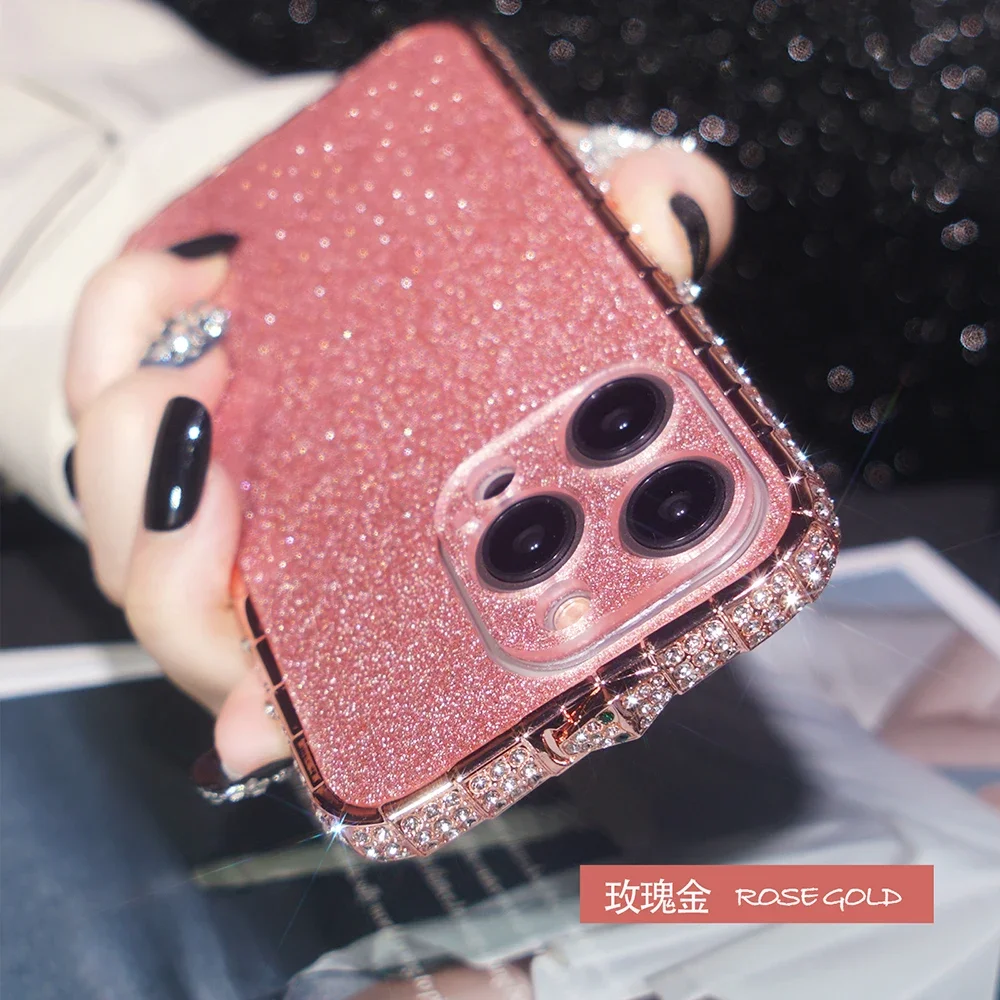 

Crystal Diamond Metal Bumper Case For iPhone 15 14 Plus 13 12 11 Pro Max Glitter Camera Protection Acrylic Back Cover K03