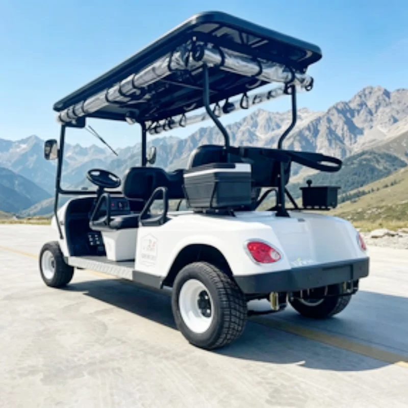 China Factory Hot Selling 4 Seater Electric Golf Cart High Quality Club Car With 10-Inch Tires With Steel Rims Rain Cover