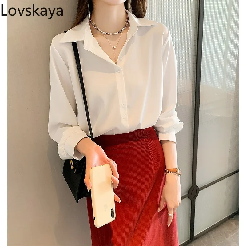 New Fashion Design Sense Top Loose Layered Satin White Bottom Shirt Women's Early Spring