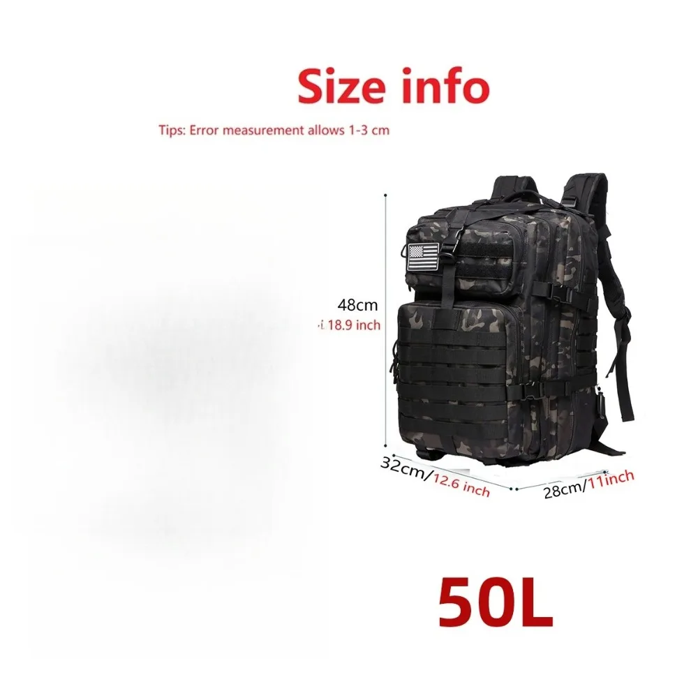 50L Sturdy Nylon Waterproof Tactical Sports Trekking Fishing Hunting Camping Hiking Bag Backpack Outdoor Rucksacks