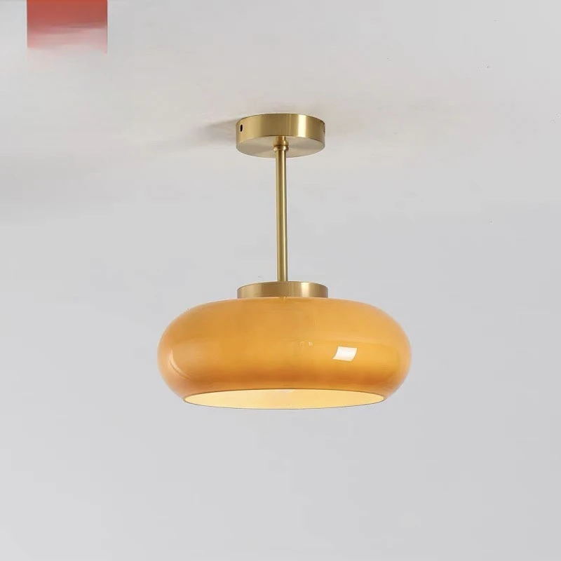 Vintage Cream Persimmon Glass Ceiling Light Entrance Balcony Staircase Cloakroom Aisle Luxury Decoration Household Fixtures
