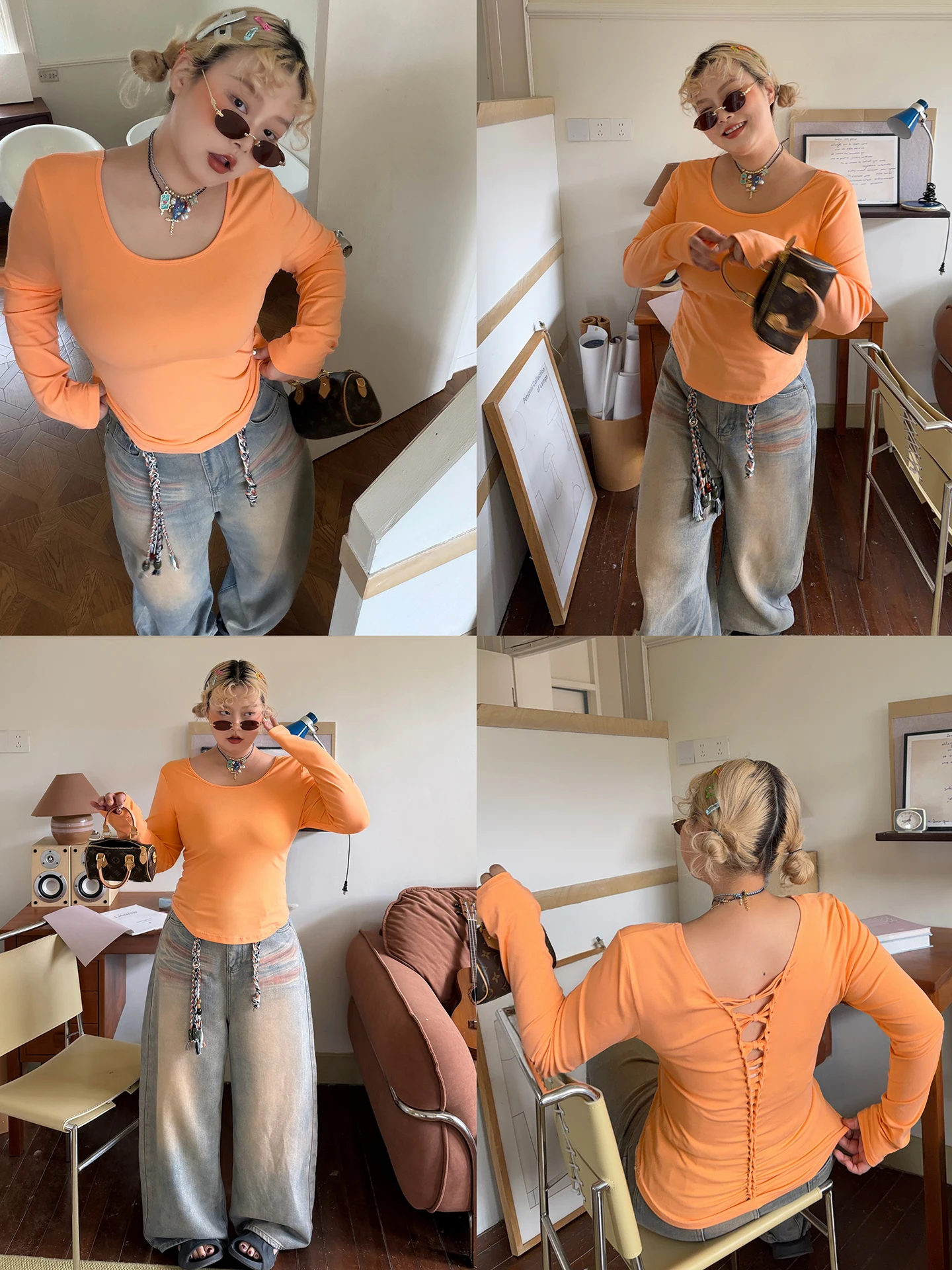 

Женская хлопковая футболка Slim Fit с высокой эластичностью, топ-майка с круглым вырезом, большие размеры, удобная, дышащая, с длинным рукавом