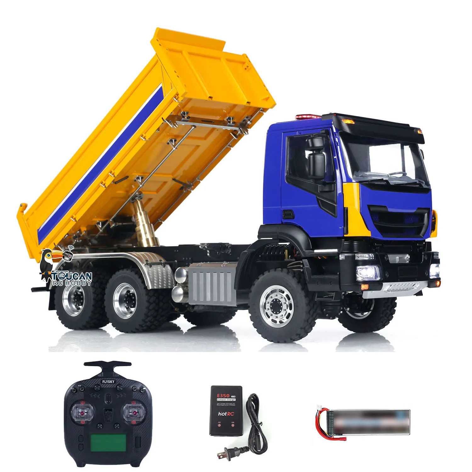 LESU 1/14 6x6 RC Hydraulic Dump Truck 3-way Metal Radio Control TOUCAN DIY Painted Tipper Car Light Sound Vehicle Model Boys Toy