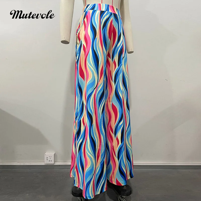 Pantalon Palazzo Mutevole à jambes larges avec poche pour femme, pantalon Baggy décontracté avec fermeture éclair au dos