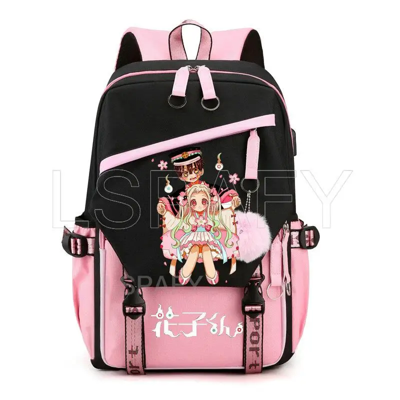 Anime Toilet-Bound Hanako-Kun USB Girl Backpack School Book Bags Women Men Travel Bags Laptop Headphone Port Mochila