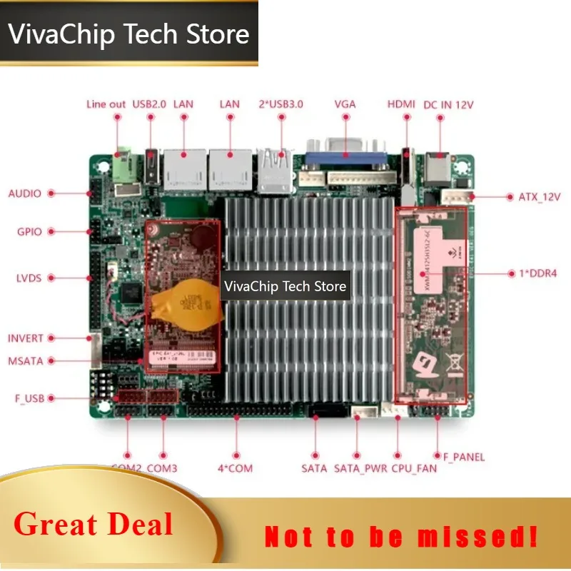 VivaCT3.5 Inch X86 Mini Industrial Control Host Industrial Main Board J4125 Double Network String Com With Rohs Ce Certification