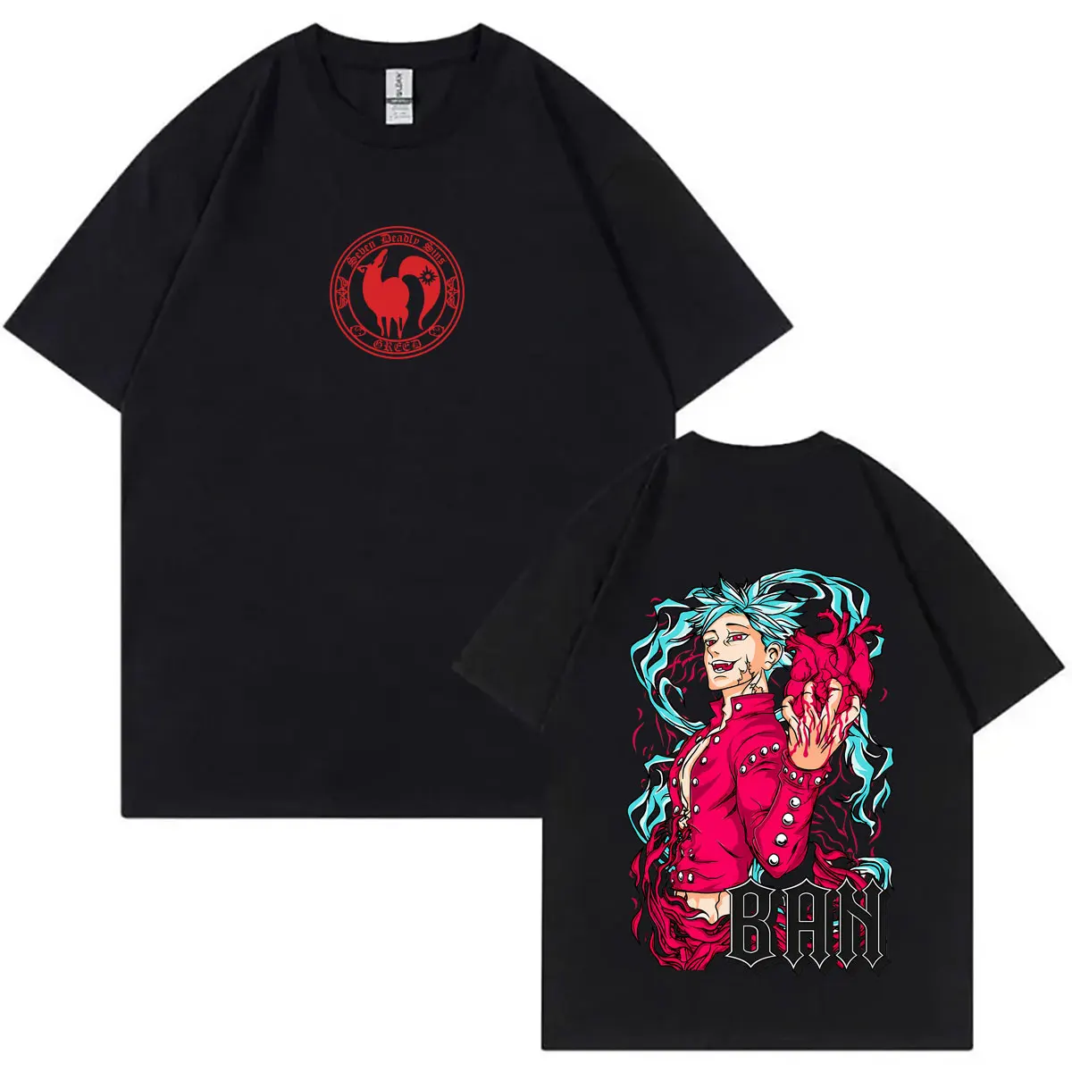T-shirt Anime The Seven Deadly Sins, motif Fox's Sin of Greed Ban, t-shirt graphique d'été pour hommes et femmes, t-shirt Manga surdimensionné à col ras du cou
