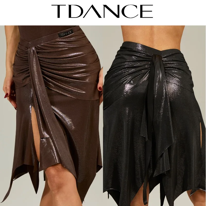 Customized TDANCE Female Latin Practice [Irregular Floating Half Skirt] Class Uniform Elegant Training Professional Adult GL-233