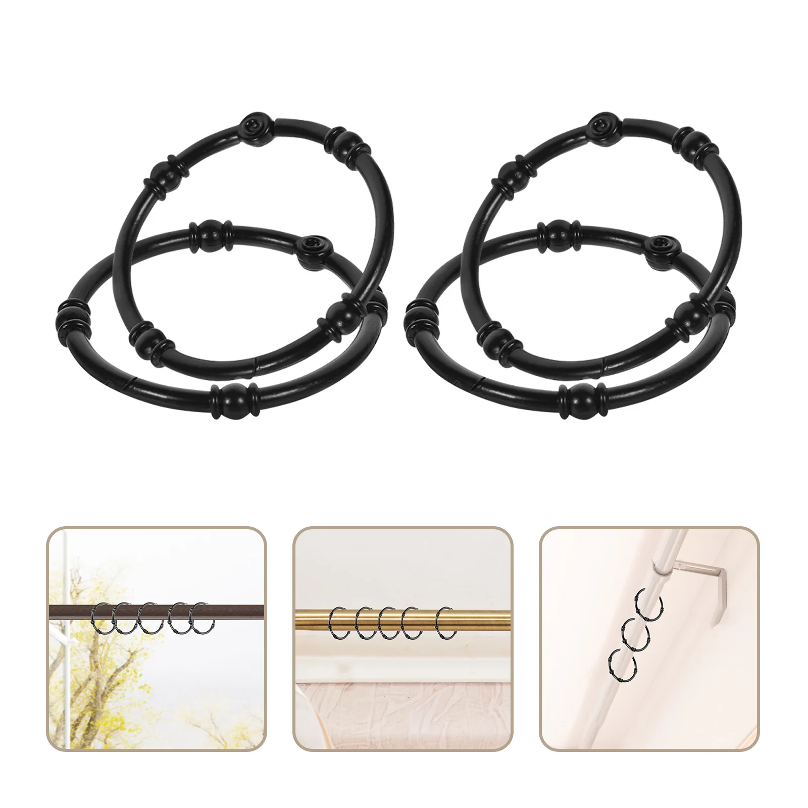 

12Pcs Zinc Alloy Shower Curtain Hooks Heavy Duty Metal Rings Snap Closure Waterproof for Bathroom Shower Rod Curtain Track