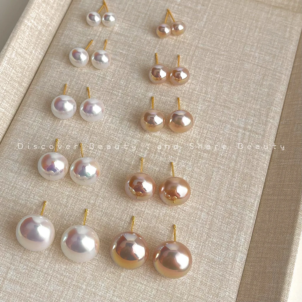 

DIY accessories French light luxury steamed bread pearl stud earrings silver needle fashion versatile earrings Korean high-end b