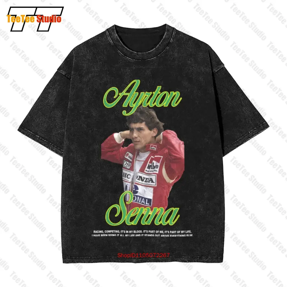 Ayrton Senna Black Vintage Oversized T-Shirt Size Medium C95D