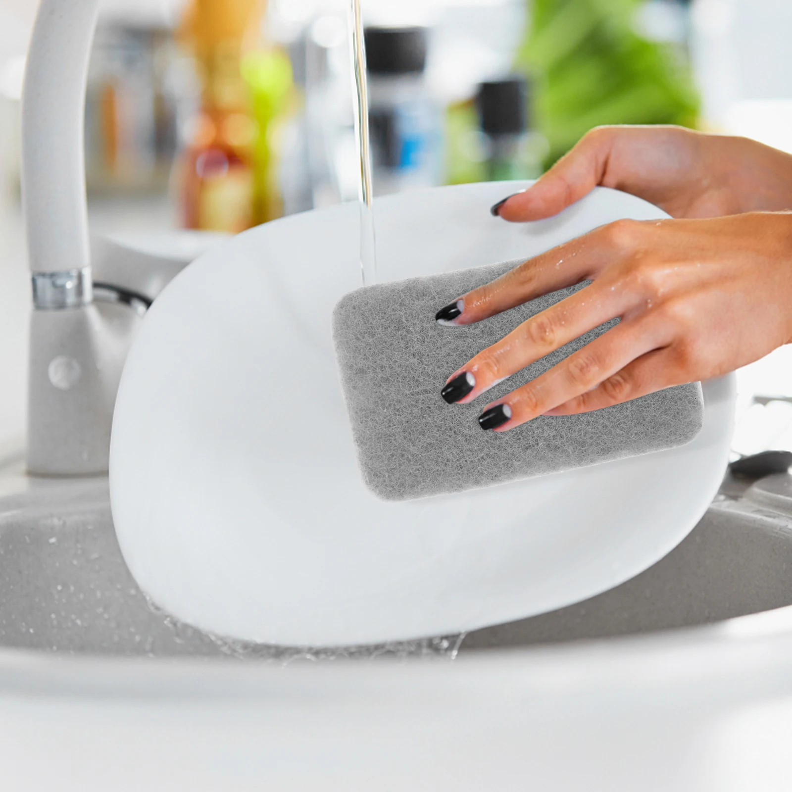 

15pcs Sponge Scouring Pads Grey White Reuseable Scrub Kitchen Cleaning Sponges Water Absorbing Safe Dish Washing Convenience
