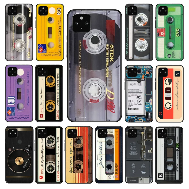 Capa de telefone com bateria de fita cassete para Google Pixel 10 9 Pro XL 9A 8 7 6 Pro Pixel 8A 7A 6A Pixel 8 7 6 5