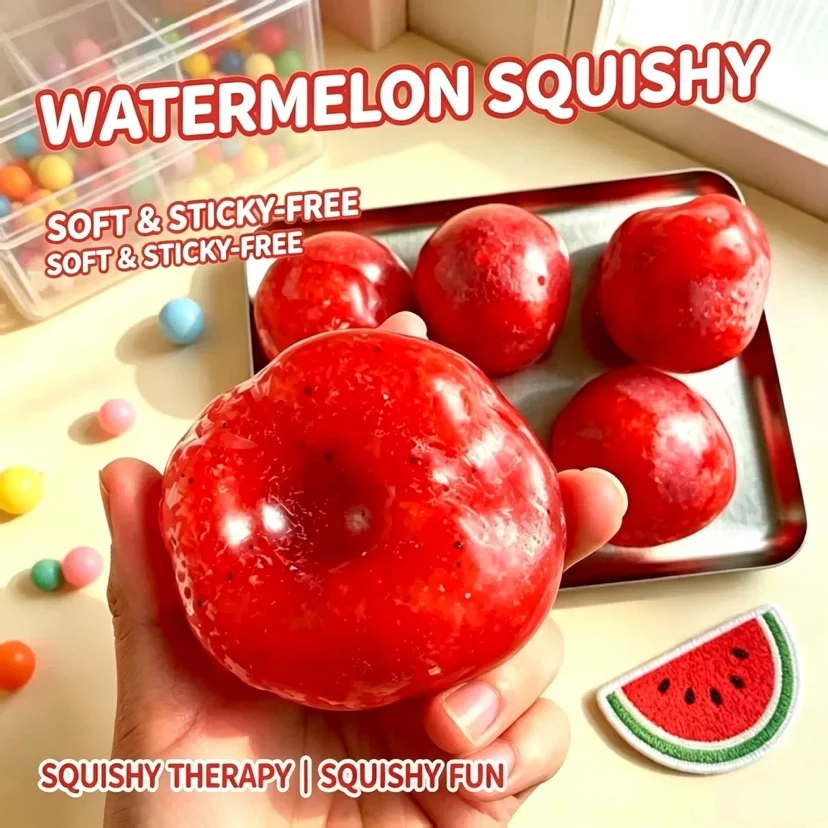 Hot Sale Squishy Handmade Watermelon Slush Toy Soft, Slow-Rebound Stress Relief Squeezy Toy Realistic Fruit Model Adult Gift