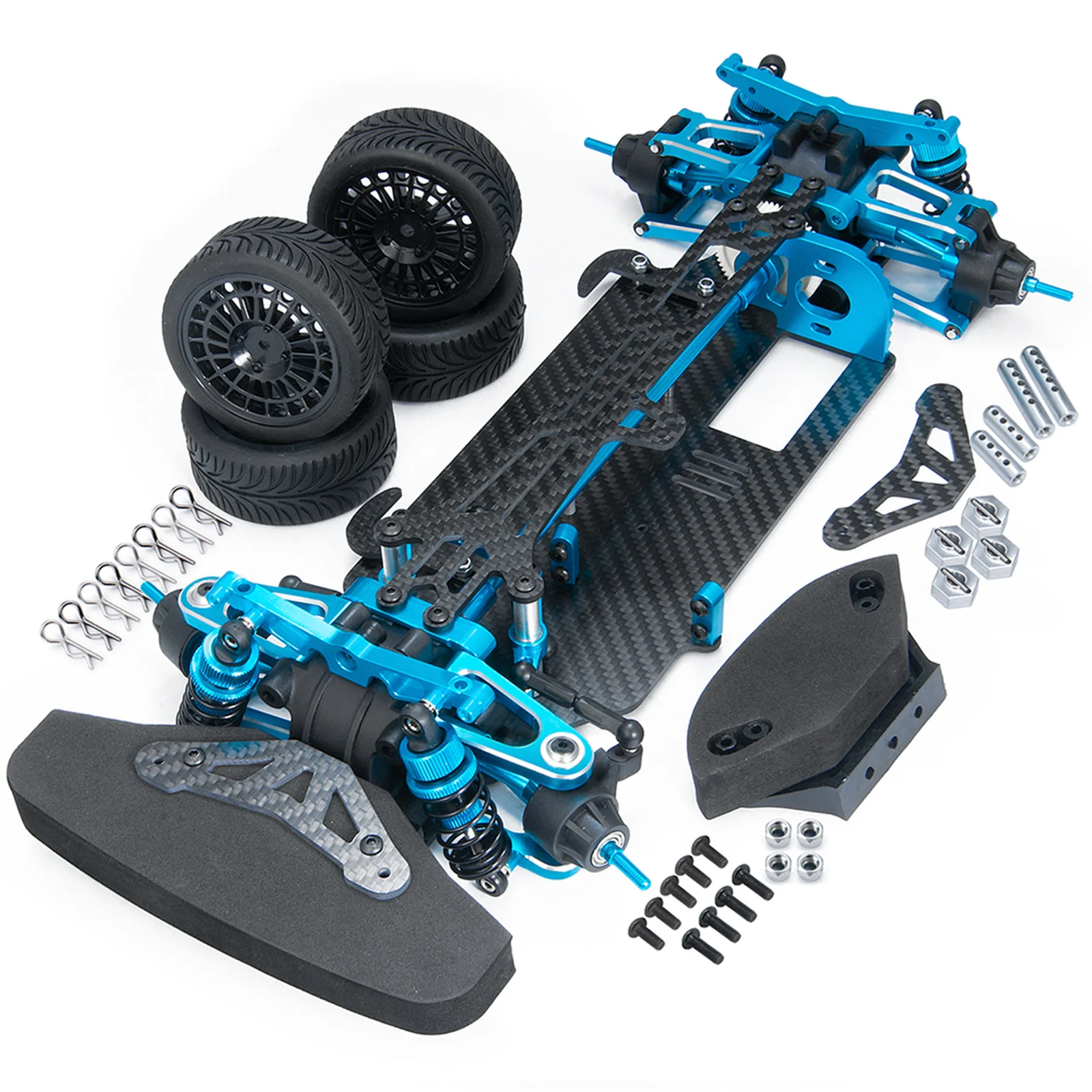 1/10 Telaio Auto In Lega di Alluminio Telaio In Fibra Kit Ruote di Plastica Ammortizzatori per Tamiya TT01 RC Drift Car Parti FAI DA TE