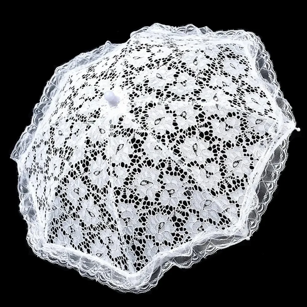 

Elegant Lace Women's Lace Umbrellas Hollowed Out Lolita Wedding Decoration Props Delicate Floral Patterns White Lace Parasol