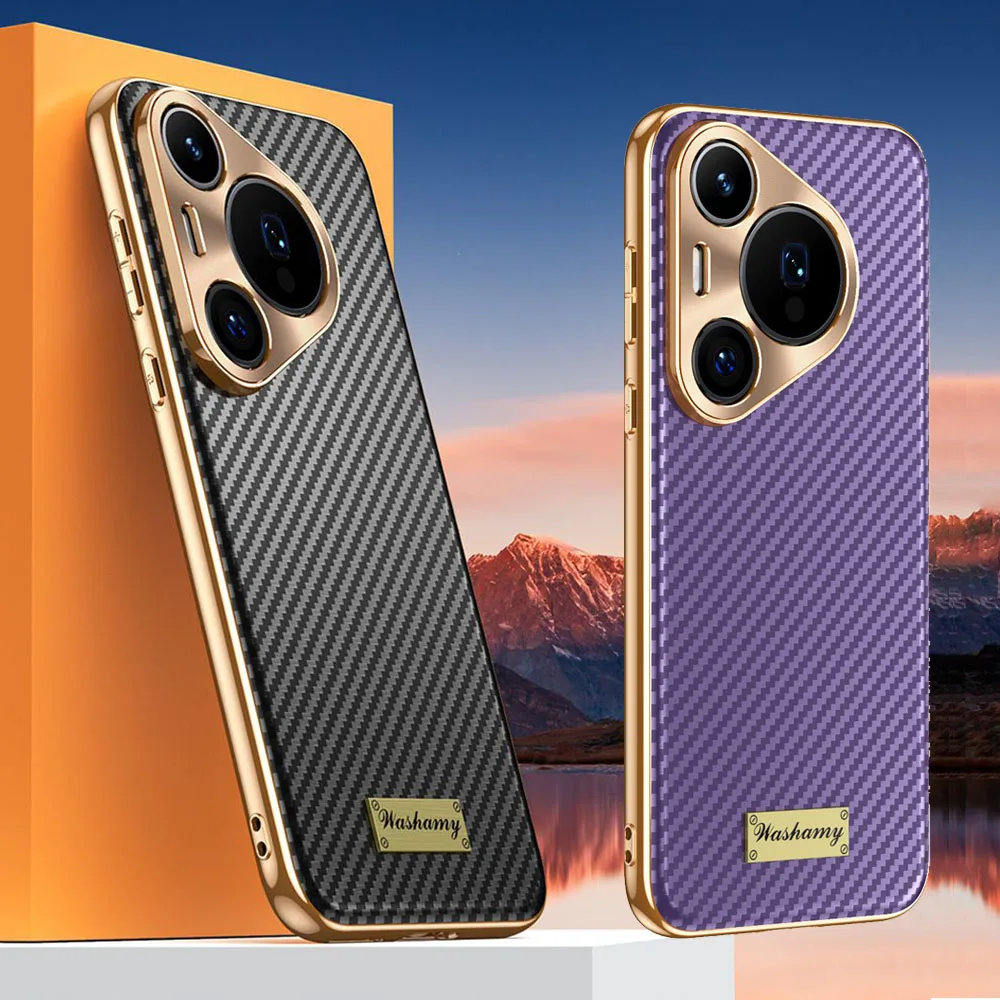 

Чехол из натуральной кожи для Huawei Pura 70 Pro, чехол с 3D текстурой и гальваническим покрытием, защита объектива для Pura 70Pro Plus, чехол для телефона