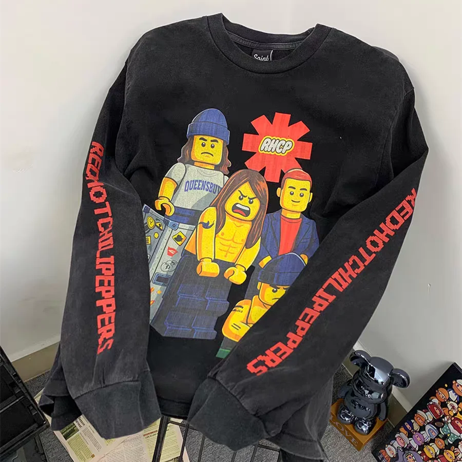 

Красивая потертая футболка с длинными рукавами Saint RHCP для мужчин и женщин, высокое качество, топы 25fw, футболка