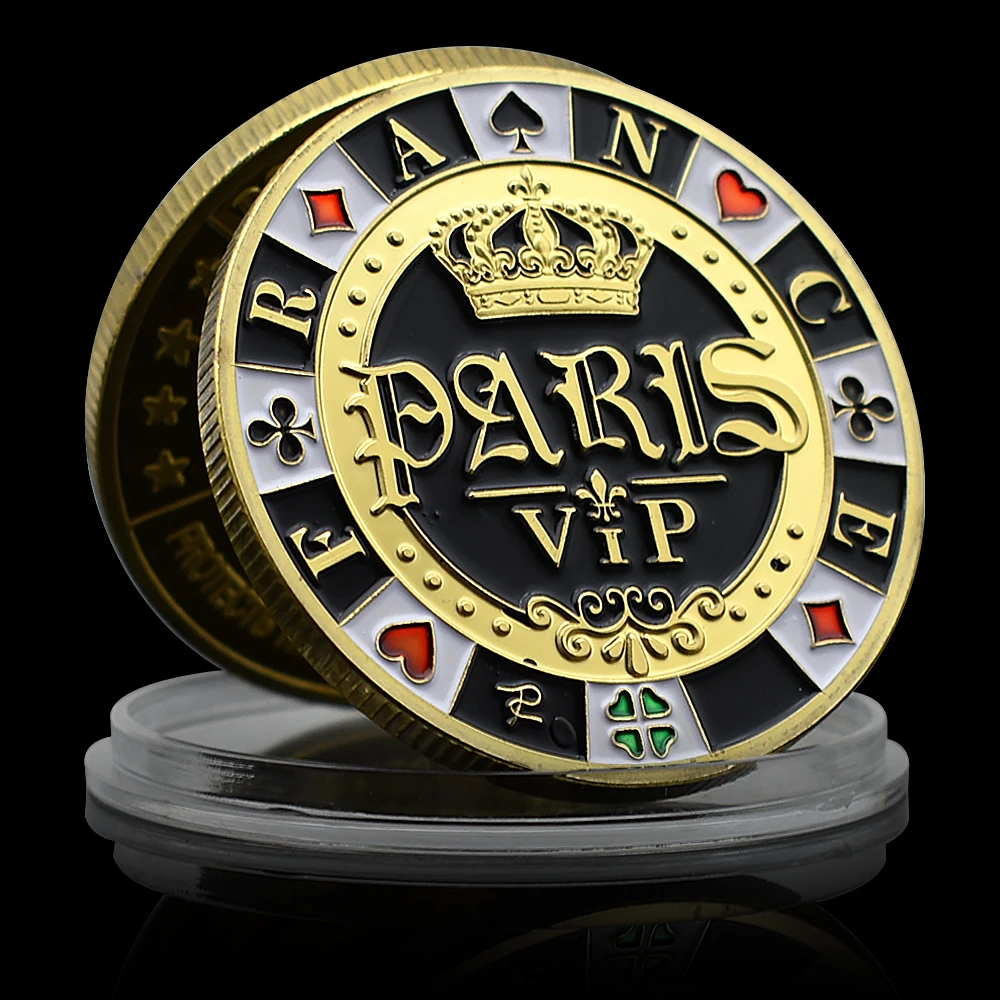 Paris VIP Commemorative Coin Metal Texas Hold 'em Card-guard Lucky Casino Chip Challenge Coin Holiday Gift