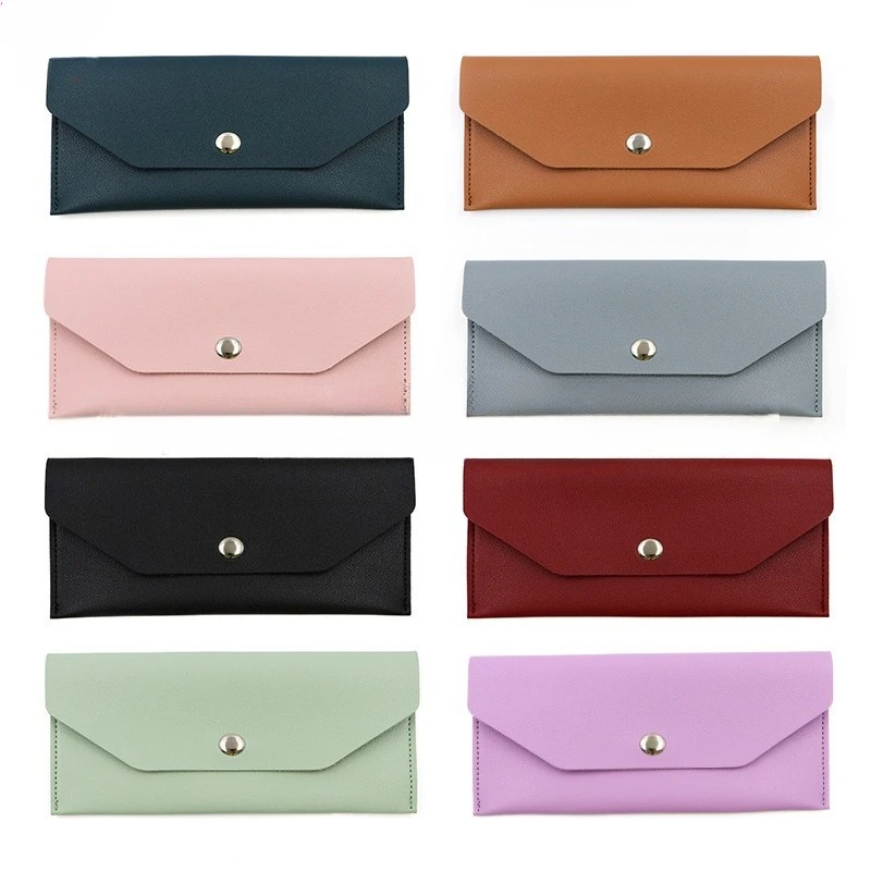 

Korean Version Solid Color Leather Wallet PU Long Style Student Simple Zero Wallet Office Worker Hand-held Small Wallet