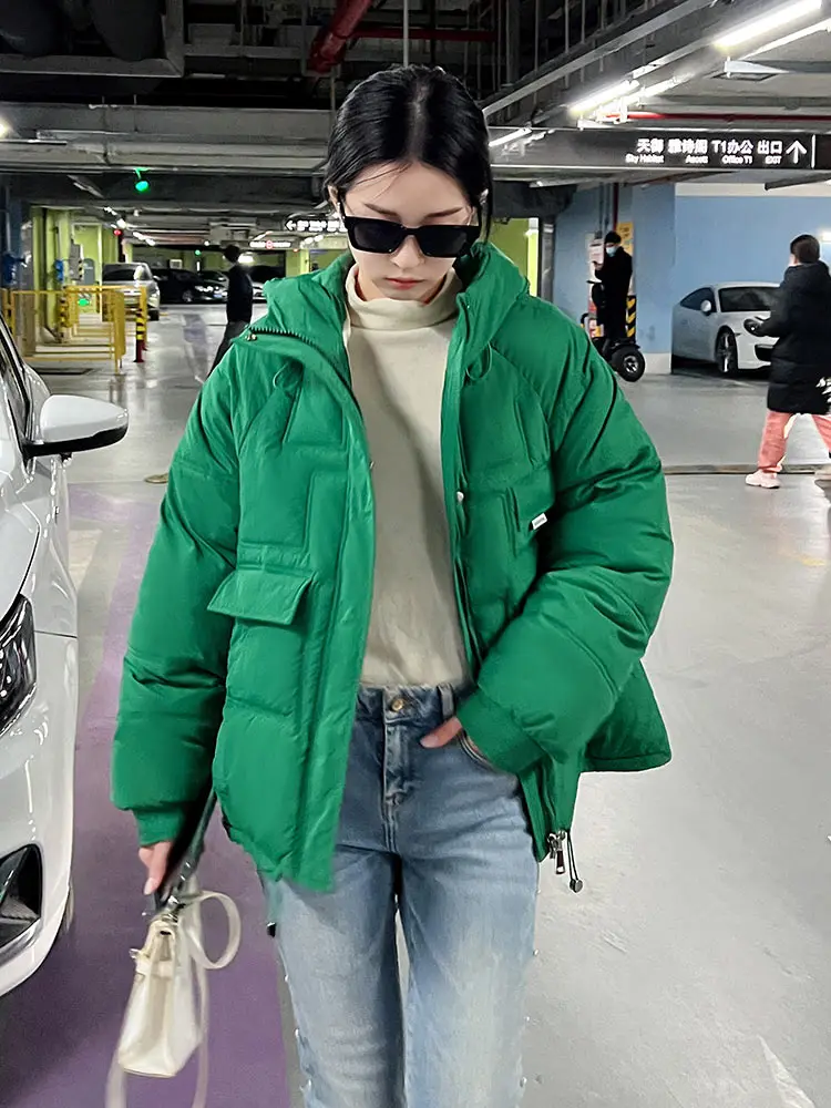 PinkyIsBlack 2022 New Women's Winter Jacket Hooded Short Thick Warm Cotton Padded Jackets Parkas Woman Candy Color Winter Coat