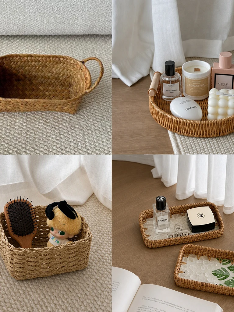 handwoven-rattan-storage-basket-desktop-skincare-organizer-living-room-decorative-storage-box-tray-versatile-household-item
