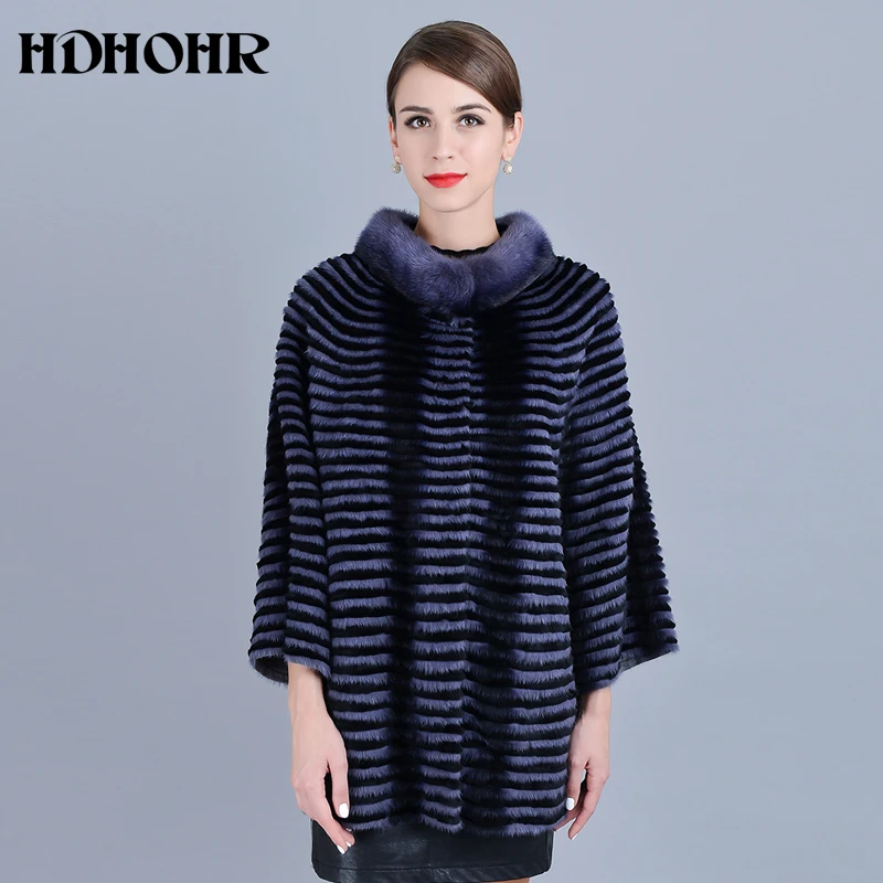 HDHOHR 2024 High Quality Natural Mink fur Coats Women knitting Mink Coats Warm Fashion Winter Genuine Mink Fur Jackets Female