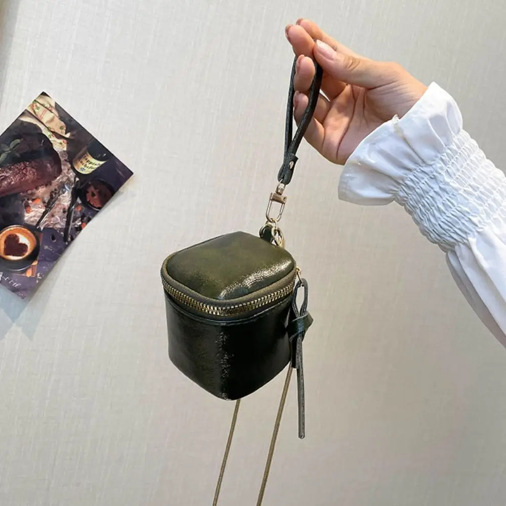 Fashion Hanging Neck Lipstick Bag Pu Leather Mini Coin Purse Versatile Storage Pouch Zipper Handbag