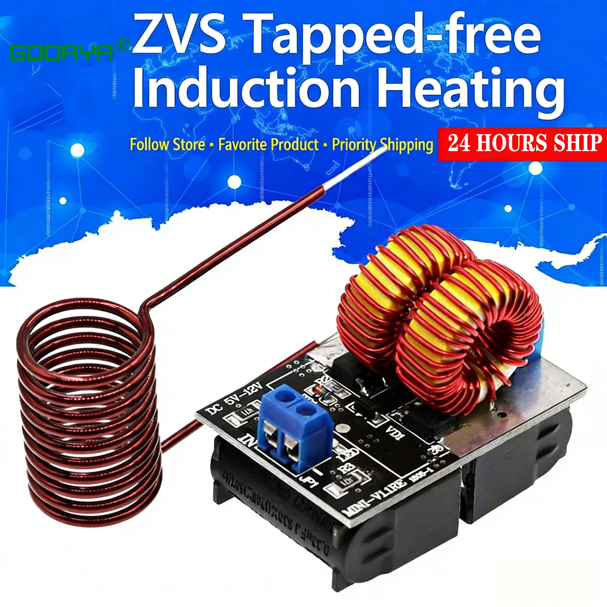 Neue 120W Mini ZVS Heizmaschine DC 5-12,0V Eingangsspannung Induktionsheizgerät Hochfrequenz-Stromversorgungsmodul