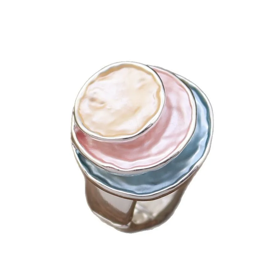 Jewelry DIY accessories color oil three-layer round cake elastic ring, women's versatile three-layer round hollow ring - view 5