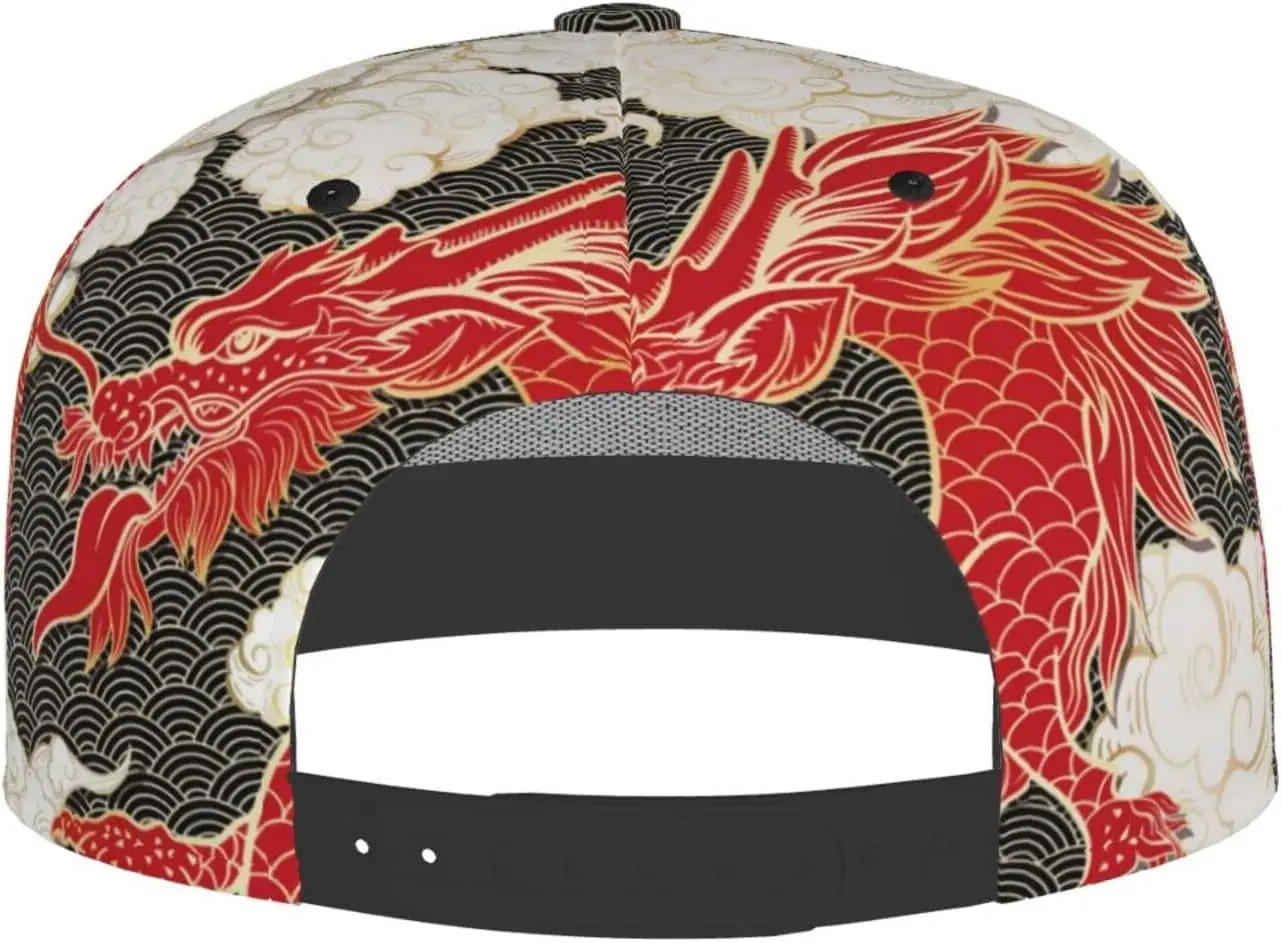 Chinese Dragon Baseball Cap Adjustable Flat Brim Cap Summer Cool Dragon Snapback Baseball Hats for Men Women